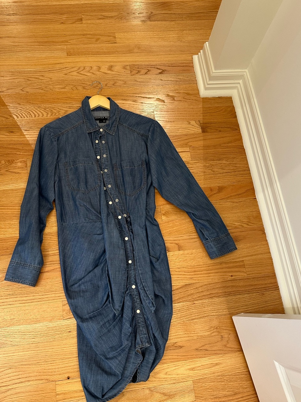 Veronica Beard Sierra Ruched Chambray Dress